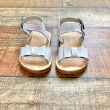 Freshly Picked Shiny White Bow Sandals- Size 3 (Brand New Condition)