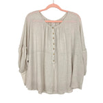 Free People Beige Stretchy Knit Button Front Top- Size S