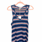 Dylan Blues and Red Striped Racerback Dress NWT- Size S