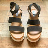 Steve Madden Black Bandi Platform Wedge Sandal- Size 7 (GREAT CONDITION)