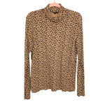 J. Crew Tan Animal Print Turtleneck Top- Size XL