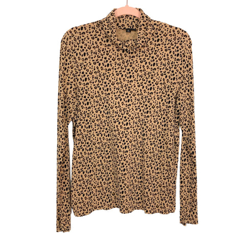 J. Crew Tan Animal Print Turtleneck Top- Size XL