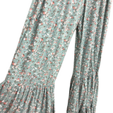 Impressions Blue Tiny Floral Print Smocked Bodice Jumpsuit with Flare Legs NWT- Size S