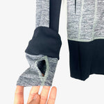 Lululemon Grey Heathered/Black Ribbed Zip Up Hoodie With Thumb Holes & Neck Detail- Size ~S (See Notes)