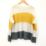 BP Yellow and Grey Striped Wide Cut Sweater- Size S