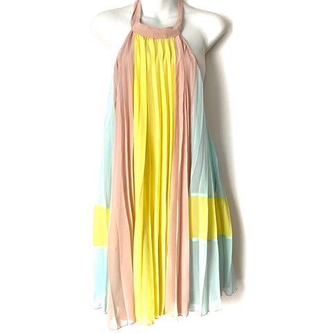 ASOS Pastel Ombre Pleated Halter Dress NWT- Size 6