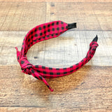 No Brand Red/Black Gingham Tie Top Headband