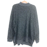 American Eagle Jegging Fit Mock Neck Grey Animal Print Side Slit Sweater- Size L