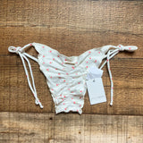 San Lorenzo White Floral String Bikini Top NWT- Size L (we have matching bottoms)
