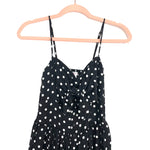 Xhilaration Black and White Polka Dot Smocked Back Faux Button Front Cutout Midi Dress NWT- Size XS