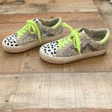 Gianni Bini Animal Print Neon Yellow Lace Sneakers- Size 7