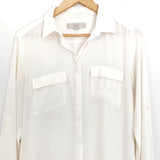 LOFT Ivory Polyester Button Up Blouse- Size S