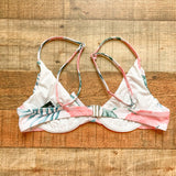 MinkPink Green/Pink Palm Print Bikini Top- Size S