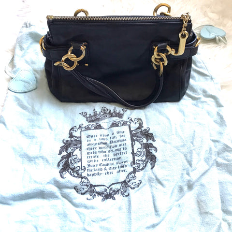 Juicy Couture leather Shoulder Handbag dark brown pe… - Gem