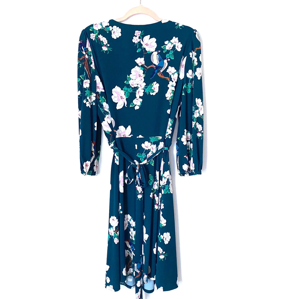 Eliza J Green Floral and Bird Print Belted Dress- Size 14 The Saved Collection Eliza J Green Floral and Bird Print Belted Dress- Size 14 The Saved Collection