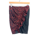 Buddy Love Black/Burgundy Front Ruffle Two Tone Skirt NWT- Size S