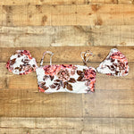 Maaji White Floral Removable Puff Sleeve Padded Bikini Top NWT- Size XL (we have matching bottoms)