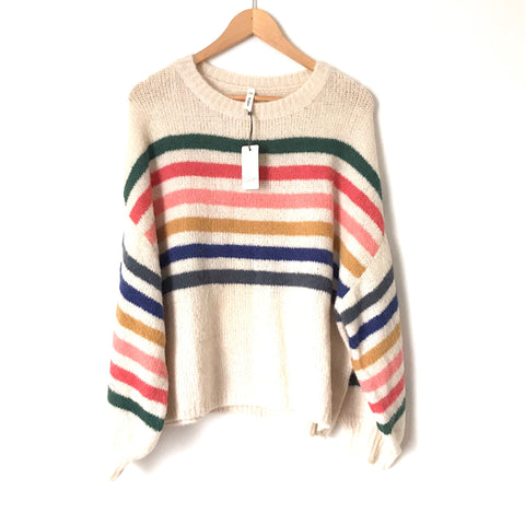 Wishlist Ivory Color Striped Knit Sweater NWT- Size S/M