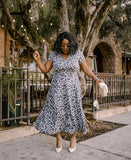 Karina Printed Leaf Midi Dress- Size M/L