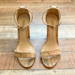 Schutz Cork Leather Sole Ankle Strap Heeled Sandals- Size 8.5