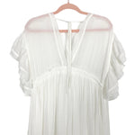 Flawless Ivory Sheer Flutter Sleeve Dress Cover Up- Size M