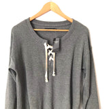 Abercrombie & Fitch Grey Lace Up Neck Long Sleeve Top NWT- Size XS