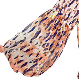 Buddy Love Gold Metallic Animal Print Elastic Waist with Ruffle Hem and Neck Tie Dress NWT- Size S