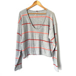 Free People Grey Striped Knit Sweater- Size M
