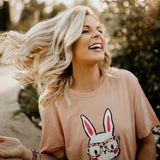 No Brand (Southern Made Tees) Peach Hoppy Go Lucky Spring Bunny T-shirt- Size L (Sold Out Online!)