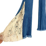 Three Bird Nest Crochet Bell Bottom Jeans- Size M (Inseam 32.5”)