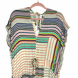 Lovestitch Colorful V-Neck Striped Adjustable Waist Dress- Size S
