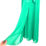 No Brand Green One Shoulder Belted Front Slit Dress- Size M