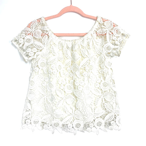 Wayf White Crochet Overlay Top- Size XS (See Notes)