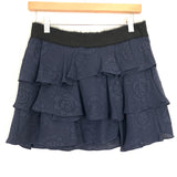 Derek Lam 10 Crosby Navy Silk Ruffle Tiered Skirt- Size 0