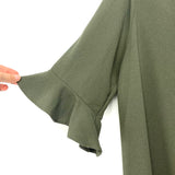 Red Lolly Olive Ruffle Sleeve Key Hole Back Shift Dress- Size L (sold out online)