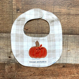 Mudpie Girl's Gingham Dress with Reversible Cutest Pumpkin/Little Turkey Bib- Size 12-18 M