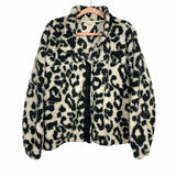 Old Navy Active White/Grey Animal Print Sherpa Button Up Jacket- Size XL