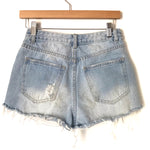 Vestique Light Wash Star Print Distressed Denim Shorts- Size S (see notes)