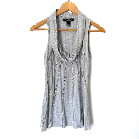 White House Black Market Grey Sequin Embellished Top- Size XS