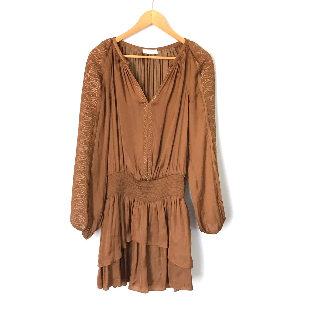 blue dress for baby girl Ramy Brook Camel Brown Long Sleeve Drop Waist Dress- Size S/P – The Saved  Collection