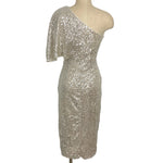 The Impeccable Pig Silver Sequins One Shoulder Dress- Size M