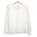 Sail to Sable White Long Sleeve Eyelet Top- Size XS