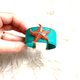 No Brand Turquoise and Coral Starfish Cuff Bangle