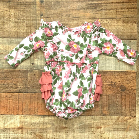 Ruffle Butts Baby Girl Floral Bubble Romper- Size 0-3M