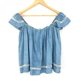 Lovers + Friends Denim Off the Shoulder Exposed Back Top- Size XS