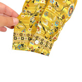 SundayUp Yellow Floral Print Keyhole Front Metallic Striped Dress- Size L