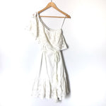 Maette White Pineapple Eyelet One Shoulder Dress with Braided Tie Waist NWT- Size XS