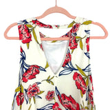 Pink Blush Cream with Berry/Navy/Mustard Floral Pattern and Back Cut Out Dress- Size L (see notes)