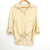 Byron Bay Striped Front Knot Button Up- Size S