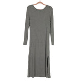 WAYF Dede & Emily BFF Collection Grey Ribbed Tie Back Front Slit Sweater Dress NWT- Size M (sold out online)